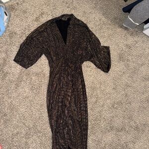 Dress Forum Black and Brown Long Sleeve Dress
